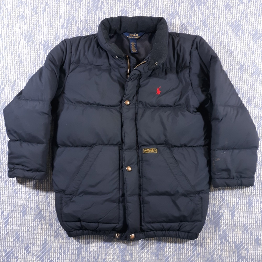 Polo Ralph Lauren Puffer Jacket Winter Coat Kids Size 7 Blue Down Fill Pony Logo